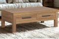 Τραπεζάκι Σαλονιού Balin 110x60cm χρώμα δρυός SIBU με συρτάρια