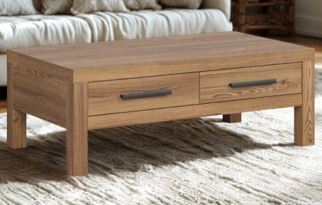 Τραπεζάκι Σαλονιού Balin 110x60cm χρώμα δρυός SIBU με συρτάρια