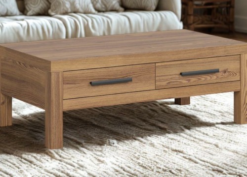 Τραπεζάκι Σαλονιού Balin 110x60cm χρώμα δρυός SIBU με συρτάρια