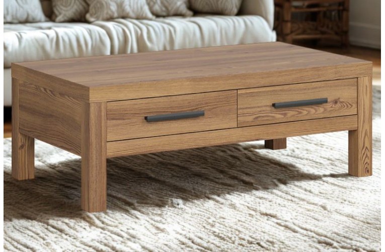Τραπεζάκι Σαλονιού Balin 110x60cm χρώμα δρυός SIBU με συρτάρια