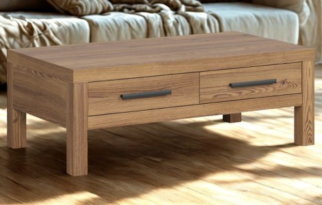 Τραπεζάκι Σαλονιού Balin 110x60cm χρώμα δρυός SIBU με συρτάρια