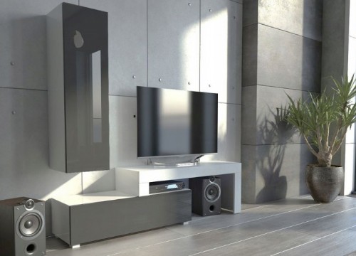 Σύνθετο σαλονιού MILANO 108-200 ΛΕΥΚΟ ΜΑΥΡΟ