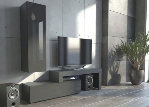 Σύνθετο σαλονιού MILANO 108-200 ΜΑΥΡΟ