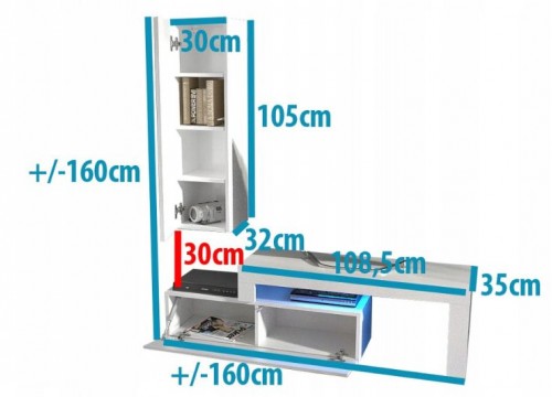 Σύνθετο σαλονιού MILANO 108-200 Μαύρο-Λευκό