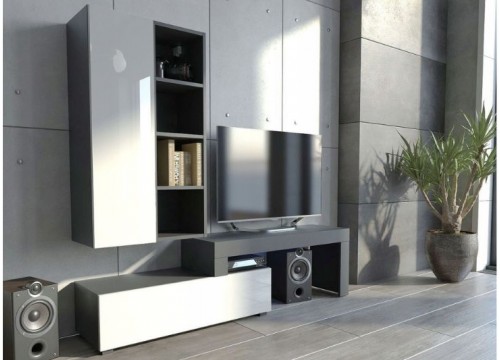 Σύνθετο σαλονιού MILANO 170-200 ΜΑΥΡΟ ΛΕΥΚΟ