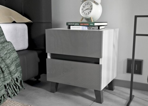 Κομοδίνο LOFT λευκό	γκρι Κομοδίνο LOFT λευκό	γκρι