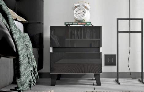Κομοδίνο LOFT λευκό μαύρο Κομοδίνο LOFT λευκό μαύρο