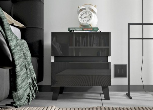 Κομοδίνο LOFT λευκό μαύρο Κομοδίνο LOFT λευκό μαύρο