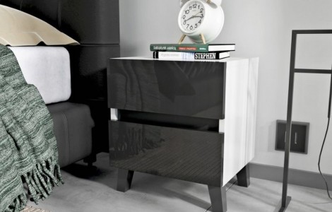 Κομοδίνο LOFT λευκό μαύρο Κομοδίνο LOFT λευκό μαύρο