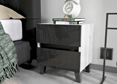 Κομοδίνο LOFT λευκό μαύρο Κομοδίνο LOFT λευκό μαύρο
