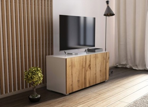 Έπιπλο TV BASIK 100 λευκό χρώμα δρυός wotan κρεμαστό ή δαπέδου