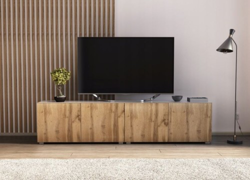 Έπιπλο TV BASIC 200 λευκό χρώμα δρυός wotan κρεμαστό ή δαπέδου