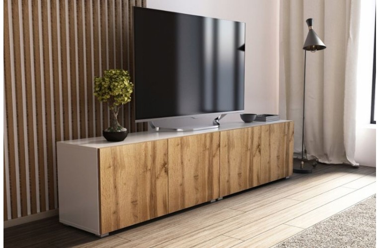 Έπιπλο TV BASIC 200 λευκό χρώμα δρυός wotan κρεμαστό ή δαπέδου