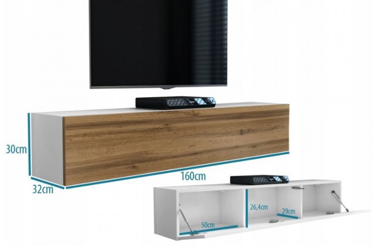 Έπιπλο TV MODUL 160 λευκό - χρώμα δρυός κρεμαστό Έπιπλο TV MODUL 160 λευκό - χρώμα δρυός κρεμαστό