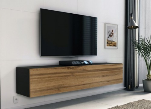 Έπιπλο TV MODUL 160 μαύρο - χρώμα δρυός κρεμαστό