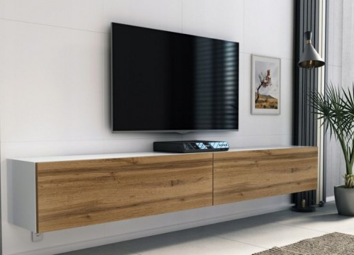 Έπιπλο TV MODUL 210 λευκό - χρώμα δρυός WOTAN κρεμαστό