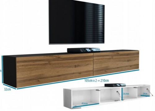 Έπιπλο TV MODUL 210 μαύρο - χρώμα δρυός κρεμαστό