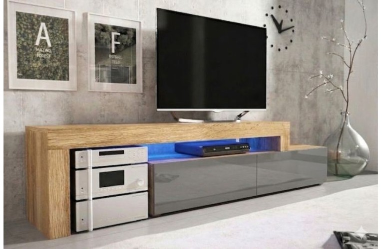 'Επιπλο TV MILANO 148-280 χρώμα δρυός - γκρι λάκα