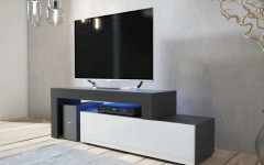 Έπιπλο TV MILANO 108-200 Μαύρο-Λευκό γωνιακό επεκτεινόμενο Έπιπλο TV MILANO 108-200 Μαύρο-Λευκό γωνιακό επεκτεινόμενο