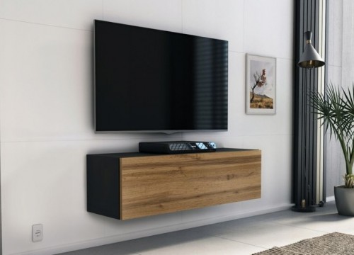 Έπιπλο TV MODUL 105 μαύρο - χρώμα δρυός κρεμαστό