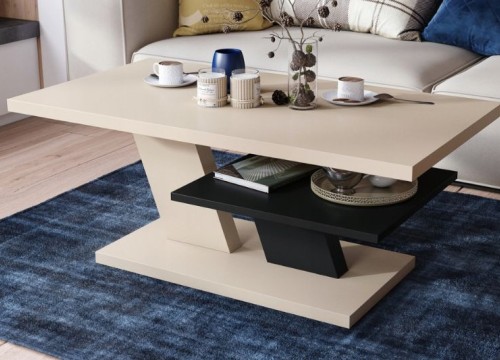 Τραπεζάκι σαλονιού CLIFF Μπεζ (Σαμπανί) με Μαύρο Ματ  Τραπεζάκι σαλονιού CLIFF Μπεζ (Σαμπανί) με Μαύρο Ματ