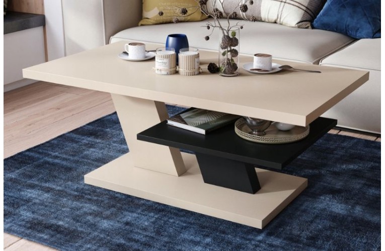 Τραπεζάκι σαλονιού CLIFF Μπεζ (Σαμπανί) με Μαύρο Ματ  Τραπεζάκι σαλονιού CLIFF Μπεζ (Σαμπανί) με Μαύρο Ματ