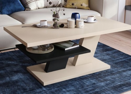 Τραπεζάκι σαλονιού CLIFF Μπεζ (Σαμπανί) με Μαύρο Ματ  Τραπεζάκι σαλονιού CLIFF Μπεζ (Σαμπανί) με Μαύρο Ματ