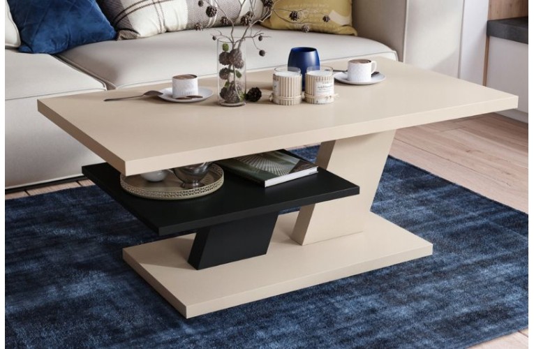 Τραπεζάκι σαλονιού CLIFF Μπεζ (Σαμπανί) με Μαύρο Ματ  Τραπεζάκι σαλονιού CLIFF Μπεζ (Σαμπανί) με Μαύρο Ματ