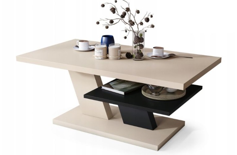 Τραπεζάκι σαλονιού CLIFF Μπεζ (Σαμπανί) με Μαύρο Ματ  Τραπεζάκι σαλονιού CLIFF Μπεζ (Σαμπανί) με Μαύρο Ματ