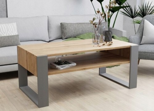 Τραπεζάκι σαλονιού LOFT 120 χρώμα δρυός wotan - γκρι Τραπεζάκι σαλονιού LOFT 120 χρώμα δρυός wotan - γκρι