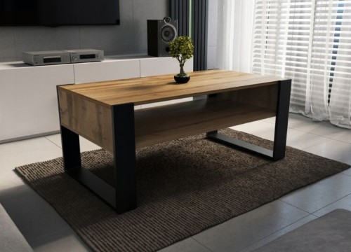 Τραπεζάκι σαλονιού LOFT 120 χρώμα δρυός wotan - μαύρο Τραπεζάκι σαλονιού LOFT 120 χρώμα δρυός wotan - μαύρο