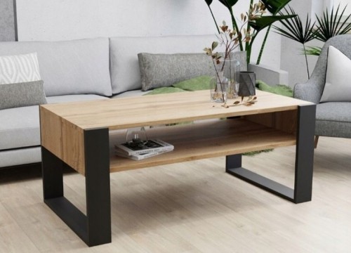 Τραπεζάκι σαλονιού LOFT 120 χρώμα δρυός wotan - μαύρο Τραπεζάκι σαλονιού LOFT 120 χρώμα δρυός wotan - μαύρο