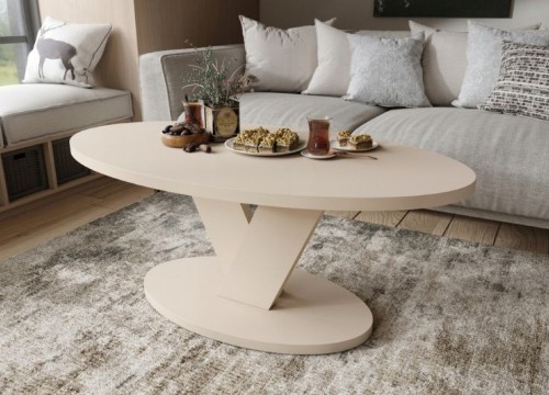 Τραπεζάκι σαλονιού LOVA Μπεζ Σαμπανί Οβάλ μοντέρνο Τραπεζάκι σαλονιού LOVA Μπεζ Σαμπανί Οβάλ μοντέρνο