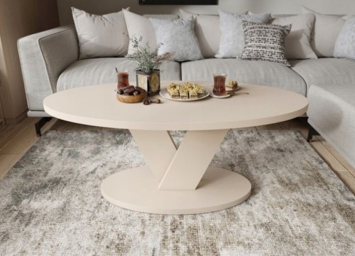 Τραπεζάκι σαλονιού LOVA Μπεζ Σαμπανί Οβάλ μοντέρνο Τραπεζάκι σαλονιού LOVA Μπεζ Σαμπανί Οβάλ μοντέρνο