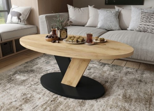 Τραπεζάκι σαλονιού LOVA σε χρώμα δρυός με μαύρο  Τραπεζάκι σαλονιού LOVA σε χρώμα δρυός με μαύρο