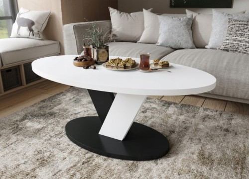 Τραπεζάκι σαλονιού LOVA Λευκό Μαύρο  Τραπεζάκι σαλονιού LOVA Λευκό Μαύρο