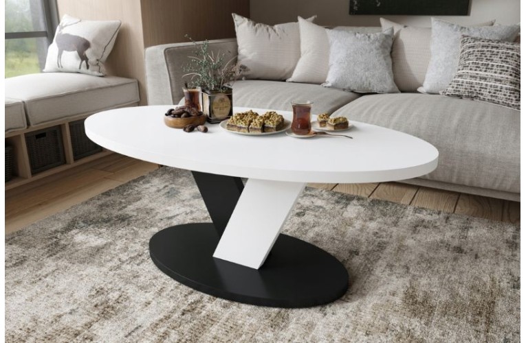 Τραπεζάκι σαλονιού LOVA Λευκό Μαύρο  Τραπεζάκι σαλονιού LOVA Λευκό Μαύρο