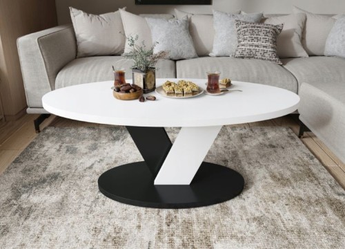 Τραπεζάκι σαλονιού LOVA Λευκό Μαύρο  Τραπεζάκι σαλονιού LOVA Λευκό Μαύρο