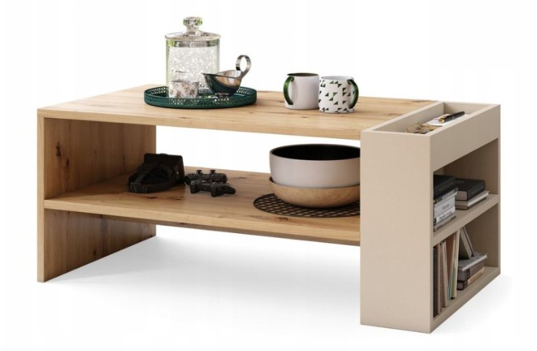 Τραπεζάκι σαλονιού NEFRI Δρυς Artisan & Μπεζ – Μοντέρνο τραπέζι καφέ με ράφι, βοηθητικό αποθηκευτικό χώρο και ενσωματωμένη θήκη Τραπεζάκι σαλονιού NEFRI Δρυς Artisan & Μπεζ – Μοντέρνο τραπέζι καφέ με ράφι, βοηθητικό αποθηκευτικό χώρο και ενσωματωμένη θήκη
