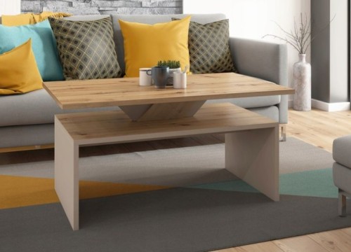 Τραπεζάκι σαλονιού SISI χρώμα δρυος Artisan με μπεζ Τραπεζάκι σαλονιού SISI χρώμα δρυος Artisan με μπεζ