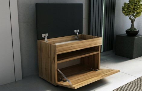 Παπουτσοθήκη κάθισμα LOFT 60 σε χρώμα δρυός Παπουτσοθήκη κάθισμα LOFT 60 σε χρώμα δρυός