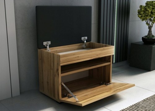 Παπουτσοθήκη κάθισμα LOFT 60 σε χρώμα δρυός Παπουτσοθήκη κάθισμα LOFT 60 σε χρώμα δρυός