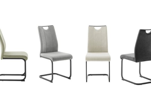 Καρέκλα κουζίνας TERESA S Γκρι με μαύρη βάση Κομψή με ύφασμα Καρέκλα κουζίνας TERESA S Γκρι με μαύρη βάση Κομψή με ύφασμα