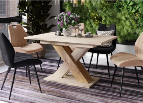 Επεκτεινόμενο Τραπέζι KARO Μπεζ Σαμπανί & Artisan έως 180cm