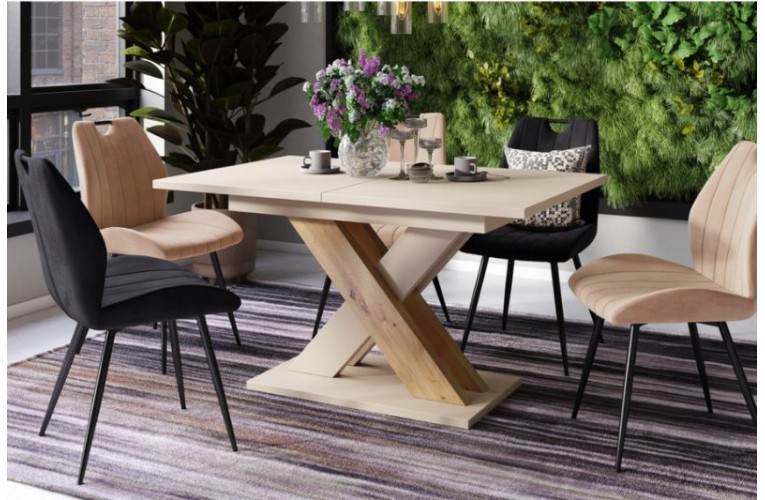 Επεκτεινόμενο Τραπέζι KARO Μπεζ Σαμπανί & Artisan έως 180cm