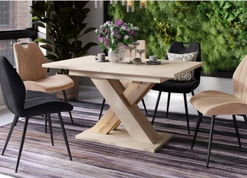 Επεκτεινόμενο Τραπέζι KARO Μπεζ Σαμπανί & Artisan έως 180cm