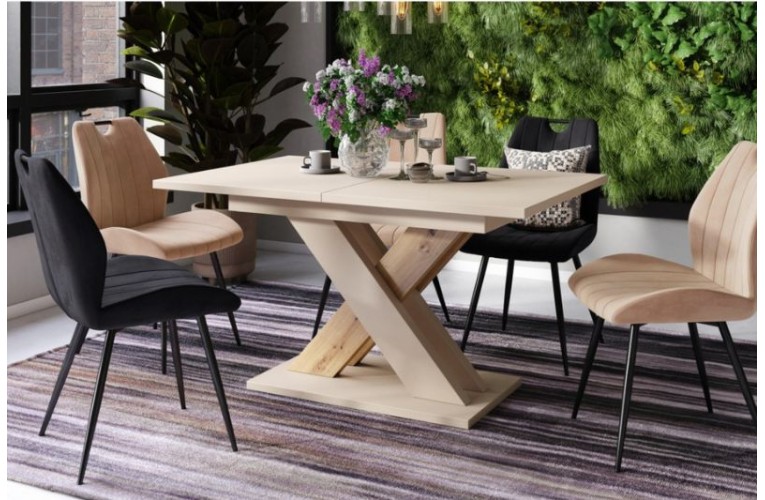 Επεκτεινόμενο Τραπέζι KARO Μπεζ Σαμπανί & Artisan έως 180cm