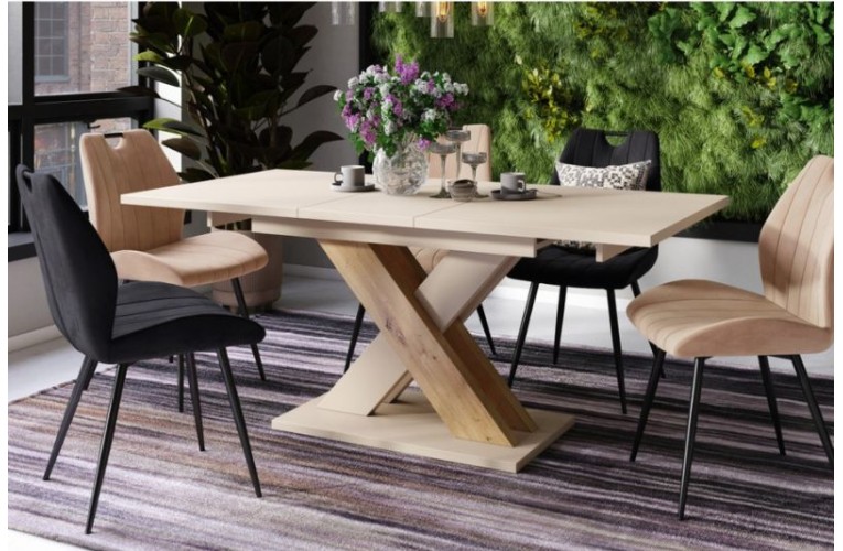 Επεκτεινόμενο Τραπέζι KARO Μπεζ Σαμπανί & Artisan έως 180cm