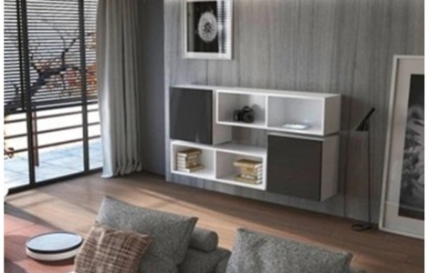 Κρεμαστά Ντουλάπια KWADRO 50X2 Λευκό,Μαύρο - Ράφια ΟΡ105Χ2 Λευκό