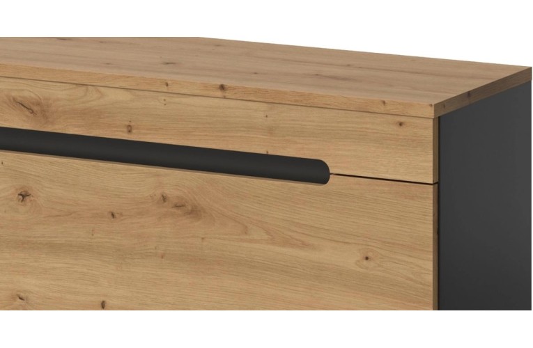 Επιπλο τηλεόρασης COOPER + ράφι χρώμα δρυός Artisan-Γραφίτη